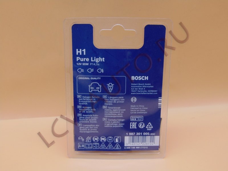 Лампа H1 12V 55W блистер - BOSCH (артикул: 1987301005)