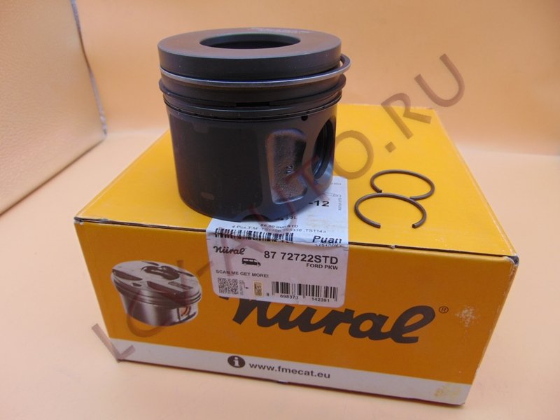 Поршень STD 2.2 FORD 155 + Пежо 86мм H75мм кам47мм 1шт - NURAL (артикул: 87-72722 STD)