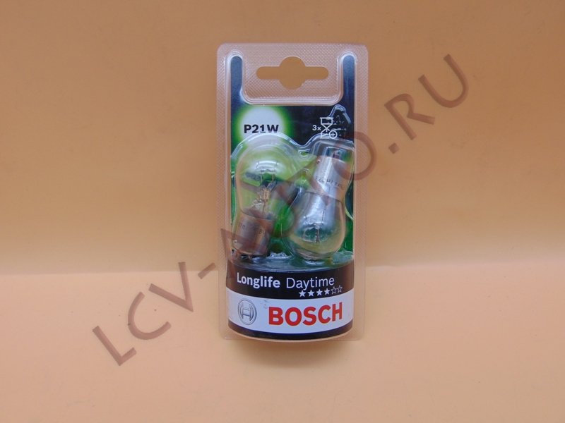 Лампа P21W 12V BA15S одноконтакт бел Long Life Day Блистер 2 шт - BOSCH (артикул: 1987301050)