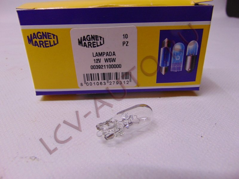 Лампа W5W 12V W2,1x9.5d безцокольная белая - MAGNETI MARELLI (артикул: 003921100000)