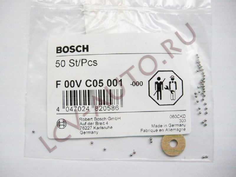 Шарик обратного клапана форсунки 1,34мм - BOSCH (артикул: F 00V C05 001)