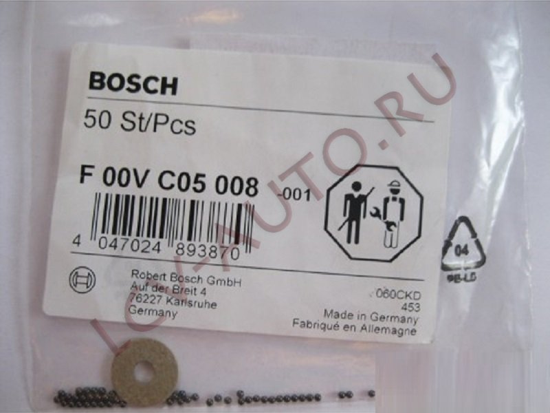 Шарик обратного клапана форсунки 1,34мм с покрытием - BOSCH (артикул: F 00V C05 008)